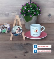 Anneye Hediye Türk Kahvesi Fincanı Ahşap Altlıklı ve Fotoğraflı Ahşap Anahtarlık Hediye (Model 6)