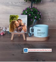 Sevgiliye Hediye Fotoğraflı Dekoratif Taş, Kupa Bardak Beyaz Hediye (Model 8)