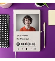 Gifttime Kişiye Özel Spotify Barkod Tasarımlı Defter (Beyaz)
