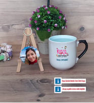 Rusça Öğretmeni Kupa Bardak Beyaz ve Fotoğraflı Ahşap Anahtarlık Hediye (Model 10)
