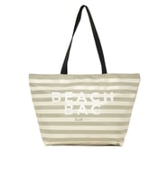 BAGMORİ Çizgili Beach Bag Baskılı Plaj Çantası (Vizon)