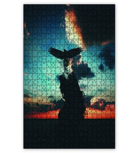 Cakapuzzle Özgürlük Günbatımında Kadın ve Kartal Puzzle Yapboz MDF (Ahşap) (500 Parça)