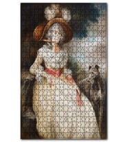 Cakapuzzle Beyaz Elbiseli Kadın ve Köpeği Puzzle Yapboz MDF (Ahşap) (1000 Parça)