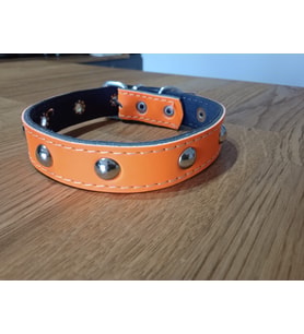 Metal Detaylı Aksesuarlı Deri Köpek Tasma (Turuncu)