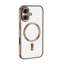 iPhone 16 Plus Kılıf Kamera Korumalı Magsafe Parlak Luxury Kılıf (Kahverengi)