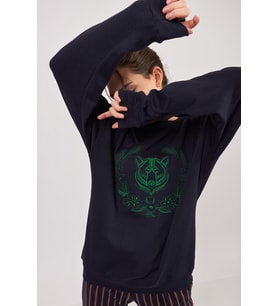 Nare Giyim Ayı Nakışlı Koyu Lacivert Kadın Sweatshirt (Koyu Lacivert)