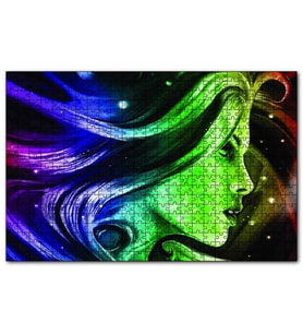 Cakapuzzle Renkli Dijital Sanat Kadın Portre  Puzzle Yapboz MDF (Ahşap) (1000 Parça)