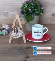 Hemşire Türk Kahvesi Fincanı Ahşap Altlıklı ve Fotoğraflı Ahşap Anahtarlık Hediye (Model 3)