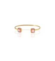 Kadir Jewellery 22 Ayar Altın Kaplama El İşçiliği Zirkon Taşlı Kadın Charm Bileklik (Pembe)
