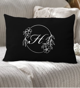 BK Gift Kişiye Özel Harfli Premium Kumaş Dikdörtgen Yastık Kılıfı-5 (SADECE YASTIK KILIFI), Ev Dekorasyonu, 5 Farklı Renk Seçeneği (Siyah)