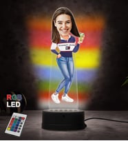 Doğum Günü Hediyesi,Sevgiliye Hediye, Kişiye Özel Fotoğraflı En Güzel Kadın Karikatür 3D Led Lamba (RGB)