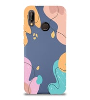 PrintiFy Huawei P 20 Lite Uyumlu Lansman Kılıf Karışık Renkler Tasarımlı İçi Kadife Kapak (Petrol Mavisi)