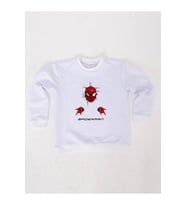 Spiderman baskılı örümcek adam pamuklu kumaş çocuk sweatshirt (Beyaz)