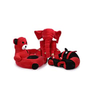 TOKKO Lüks Üçlü set - Bebeyatmaz + 60 Cm Uyku Fili + Peluş Ayıcık - Antibakteriyel 3'Lü Set (Siyah-Kırmızı)