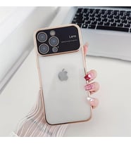 İphone 15 PRO MAX Kamera Lens Korumalı Kenarı Renkli Luxury Şeffaf Kılıf (Altın)