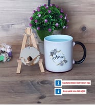 İsme Özel Doğum Günü Hediyesi Kupa Bardak Beyaz ve Fotoğraflı Ahşap Anahtarlık Hediye (Model 9)