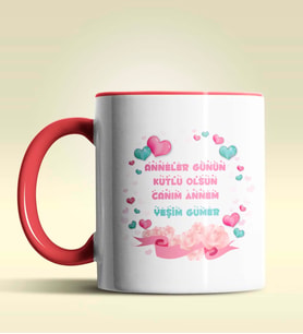 Kişiye Özel Anneler Günün Kutlu Olsun 14 Temalı Pembe Kupa Bardak (Kırmızı)