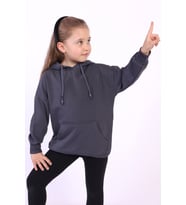 Toontoy Kız Çocuk Kanguru Cepli Sweatshirt (Füme)