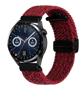 Sneezy Samsung Galaxy Watch 5 40-44mm İle Uyumlu 20mm FiberLink Manyetik Tokalı Kumaş Örgü Kordon (Koyu Kırmızı)