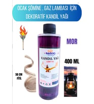 Sağdıç Saraciye Kandil Yağı Kokusuz Dumansız Iç Mekan Kandil Sıvısı 400ml +50cm Fitil kndlsagdc01 (Mor)