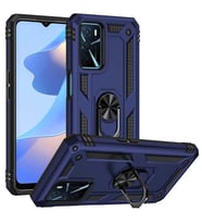 Oppo A16 Kılıf Zore Vega Yüzük Standlı Zırh Kılıf (Mavi)