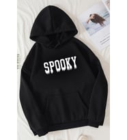 Unisex Spooky Baskılı Sweatshirt (Siyah)