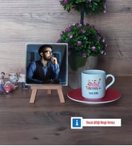 Bilgisayar Öğretmeni Fotoğraflı Dekoratif Taş, Ahşap Altlıklı Türk Kahvesi Fincanı Hediye (Model 3)