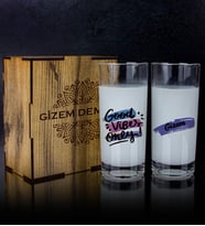 eJOYA Kişiye Özel Kutusunda 2'li Rakı Bardağı Hediye Seti 107147 (Turkuaz)