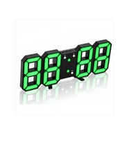 3D LED Dijital Alarm Termometre Takvim Özellikli Masa Duvar Saati (Yeşil)