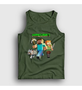 Presmono Unisex Beyaz Miners Minecraft Atlet 29467tt (Haki)