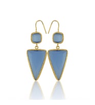Kadir Jewellery 22 Ayar Altın Kaplama Kadın Sallantılı Küpe -El İşçiliği Ve Hipoalerjenik Küpe (Gece Mavisi)