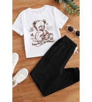 Çocuk Bear Bear Alt - Üst Eşofman Takımı (Beyaz)