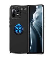 Xiaomi Mi 11 Kılıf Yüzüklü Magnetli Ravel Case (Siyah-Mavi)