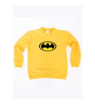 Batman baskılı pamuklu kumaş çocuk sweatshirt (Sarı)