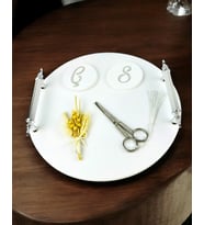 Adoration Polyester Gümüş Söz Nişan Tepsisi (Krem)