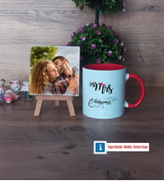 Eşe Hediye Mrs Fotoğraflı Dekoratif Taş, Kupa Bardak Beyaz Hediye Yıl Dönümü Hediyesi (Model 2)