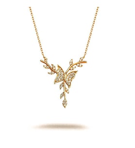 Madam Matmazel Kelebek Gümüş Kadın Kolye, 925 Ayar, Yılbaşı Hediyesi , Saklama Kesesi GKLY0102-T (Rose - Gold)
