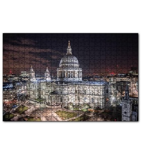 Cakapuzzle Beyaz Kubbeli Bina ve Gece Işıkları  Puzzle Yapboz MDF (Ahşap) (255 Parça)