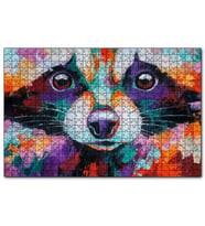 Cakapuzzle Soyut Boyalı Rakun Görseli  Puzzle Yapboz MDF (Ahşap) (1000 Parça)