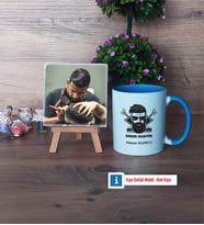 Erkek Kuaförü Fotoğraflı Dekoratif Taş, Kupa Bardak Beyaz Hediye (Model 4)