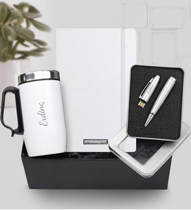 Kişiye Özel Defter & 32 GB Usb Kalem & Termos Hediye Seti (Model 2)
