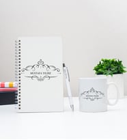 Kişiye Özel Pastel Renkli Ahşap Defter Kalem Kupa Seti 5 (Model 7)