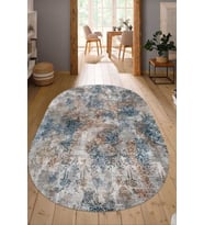 Dijital Baskılı Kaymaz Taban Yıkanabilir Oval Salon Halısı Mutfak Halısı Yolluk NDO-SD-291 (Çok Renkli)