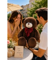 100 cm Papyonlu Lila Büyük Ayıcık (%100 Yerli) (Koyu Kahverengi )