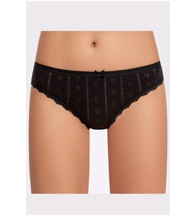 İlke Kadın Jakarlı (Transferli Rİbana) Dantelli Bikini 273 - 12 Adet (Siyah)