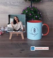 Minimal Baş Harf ve İsim Yazılı Fotoğraflı Dekoratif Taş, Kupa Bardak Beyaz Hediye (Model 13)