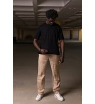 Bisiklet Yaka Havlu Kumaş Yarı Oversize (Hafif Geniş Model) T-shirt (Siyah)