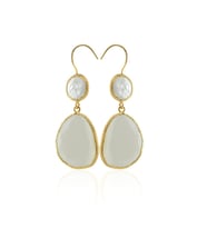 Kadir Jewellery 22 Ayar Altın Kaplama Kadın Sallantılı Küpe -El İşçiliği Ve Hipoalerjenik Küpe (Beyaz)