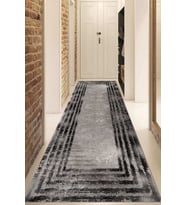 Dijital Baskılı Kaymaz Taban Yıkanabilir Modern Yolluk Ve Koridor Halısı NDU-SD-233 (Siyah)