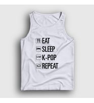 Presmono Unisex Sarı Eat Sleep Repeat K-Pop Atlet 273060tt (Beyaz)